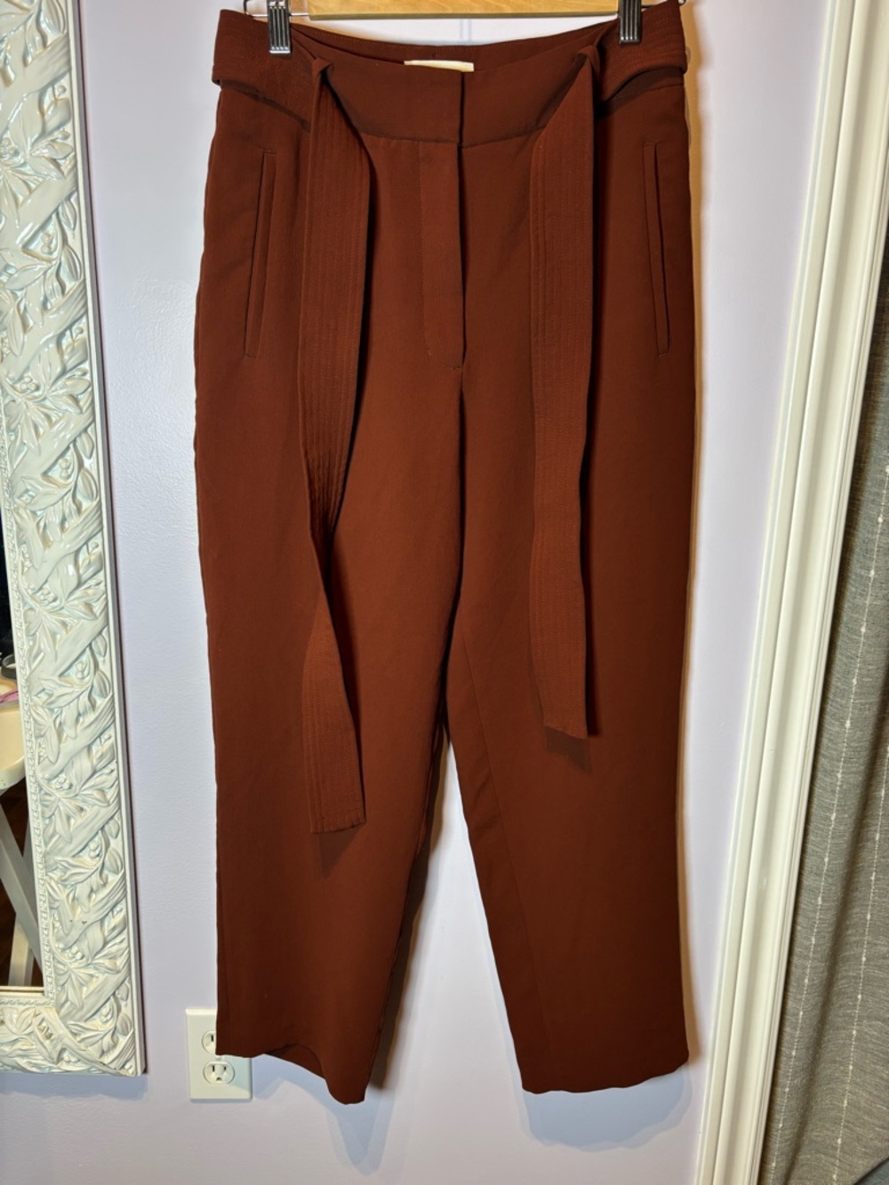 Wilfred Artizia Rust Brown Chic Dressy Tie-Waist Chinos Size 10